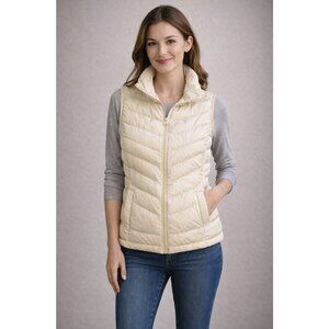 Sears Cream Quilted Down Puffer Vest size US XS